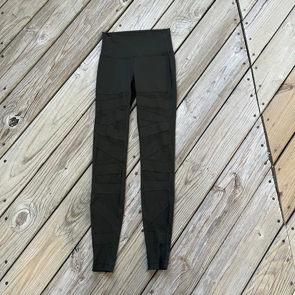 Lululemon Women's Wunder Under Hi-Rise Tech Mesh 28" Leggings Green Size 4